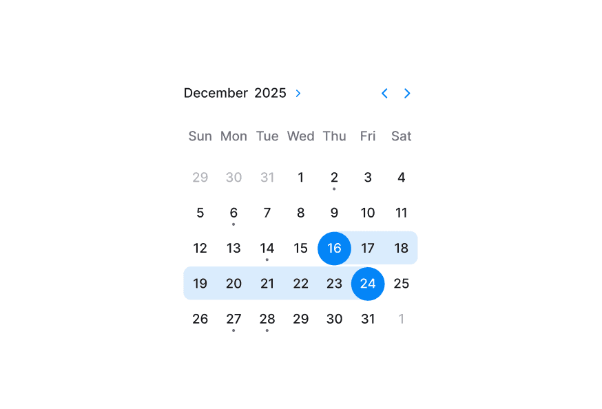 RangeCalendar